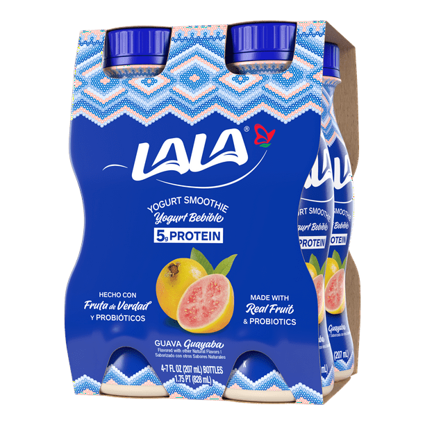 LALA Drinkable Yogurt Smoothie with Probiotics, 5g of Protein, Guava, 7