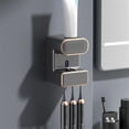 thumbnail image 2 of Wall Mounted Smart Automatic Toothpaste Dispenser – Electric Squeezer with Touchless Detector, 3 Toothbrush Slots, Space-Saving Bathroom Holder, Easy to Clean – Black, 2 of 7