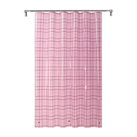 Mainstays 13 Piece PEVA Shower Liner Set, Lightweight Liner & C Hooks, Cranberry 70" x 72"
