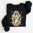 thumbnail image 4 of Our Lady of Guadalupe Sweatshirt – Virgin Mary Floral Pullover, Catholic Church Faith Based Sweater, Unisex Religious Cotton Apparel, 4 of 7