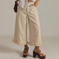 thumbnail image 2 of JJHGVB Wide Leg Jeans Loose Long Trousers Denim Trousers Pants with Pockets Denim Pants High Waisted Denim Pants Pull-On Pant Vintage Jeans Jeans for Women Loose Fit Summer Jumpsuit Beige L, 2 of 5