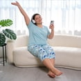 thumbnail image 6 of Plus Size Pajamas, PUTUO Womens Pajama Sets, Plus Size Short Sleeve V Neck Capri Pants Pajama Sets, Soft Ladies Pajamas Sleepwear Loungewear, 6 of 7