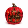 thumbnail image 2 of Lighted Pumpkin Lantern, Vintage Classic Ceramic Pumpkin Statue Light Up Table Decor, Pumpkin Halloween Farmhouse Autumn Decor for Home Office Haunt House Party Halloween Decorations (E), 2 of 7