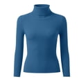 thumbnail image 3 of Chandail Côtelé pour Femmes Taille Unique Col Roulé Élégant Tricoté Manches Longues Ajusté Automne Hiver, 3 of 4