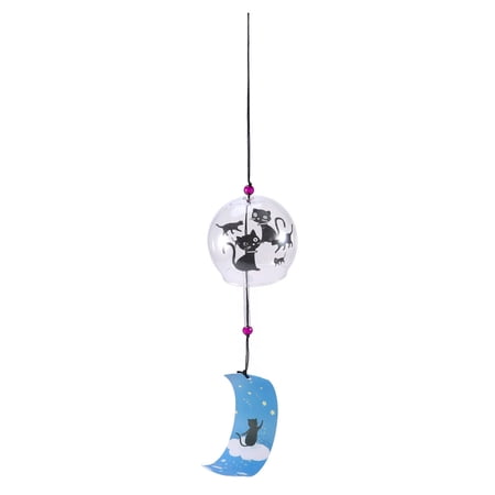 Hemoton Japanese Style Creative Little Wind Chimes Cat Hanging Wind Bell Outdoor Indoor Ornaments Home Car Decoration Birthday Gift