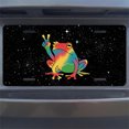 thumbnail image 7 of Peace sign Rainbow Frog Funny Personalized License Plate Rust-proof Stainless Steel Metal License Plate Suitable For Men And Women 12.2" x 6.2", 7 of 7