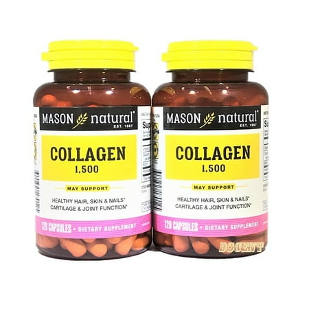 2PCK Mason Hydrolyzed Collagen 1500 Biotin Vitamin C 120 Capsules-Hair