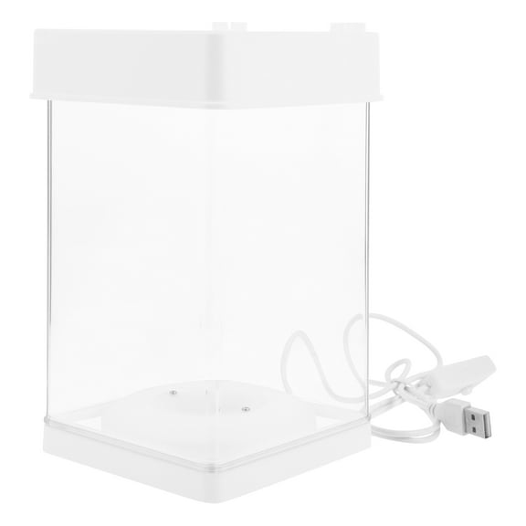 LOLIPPYY Portable Clear Plastic Fish Tank with LED Light Small Aquarium for Home Office Desktop Decoration