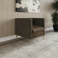 thumbnail image 4 of Home Design Weiss 3-Piece Velvet Square Arm Living Room Set with Sofa, Loveseat, and Armchair, Channel-Tufted Back, Gold Legs, Brown, 4 of 11