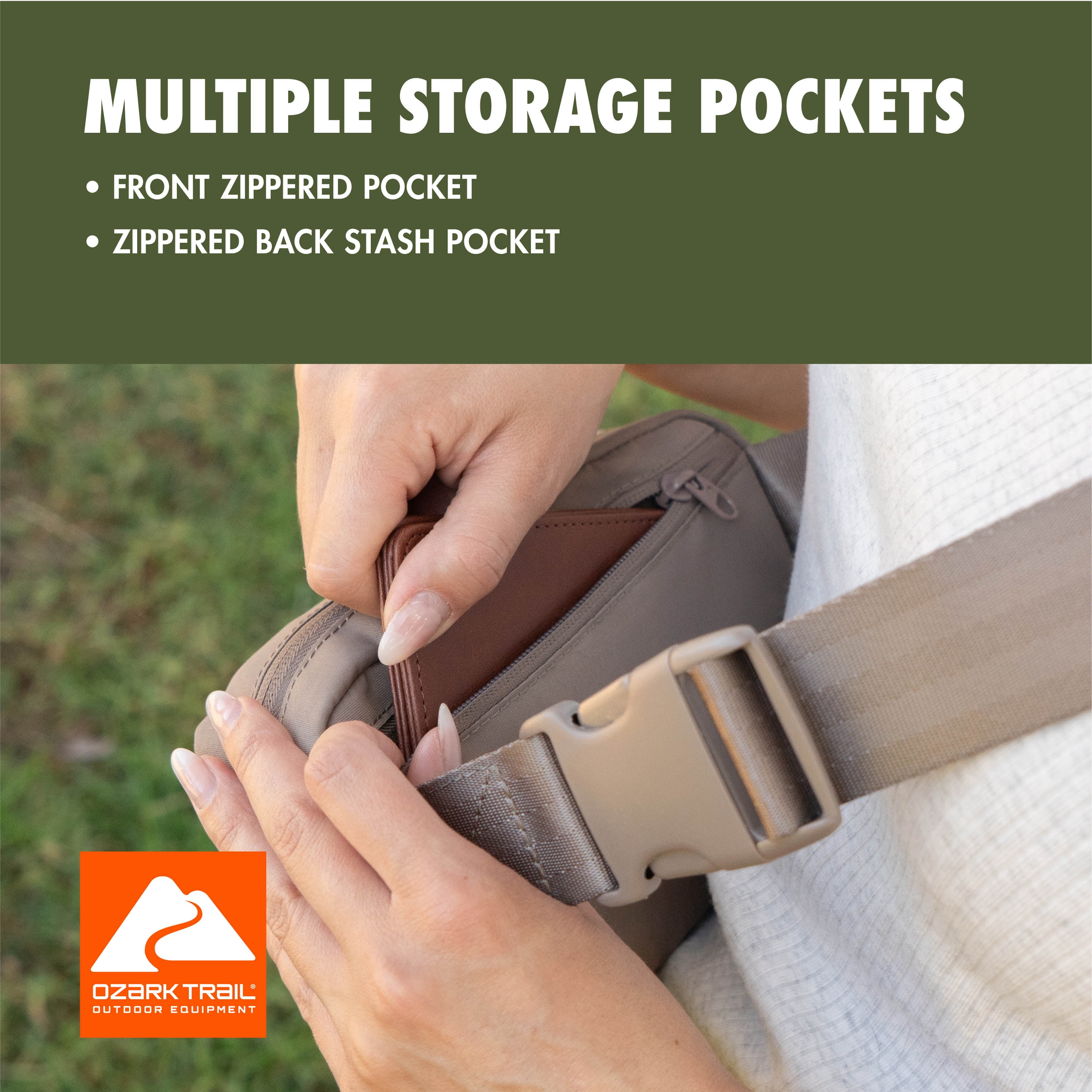 Ozark Trail Unisex Polyester Denver Fanny Pack, Taupe