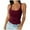 A-Brick Red59, variant on Women's Ribbed Camisole U-Neck Spaghetti Strap Sleeveless Summer Tank Tops Solid Color Versatile Layering Tees
