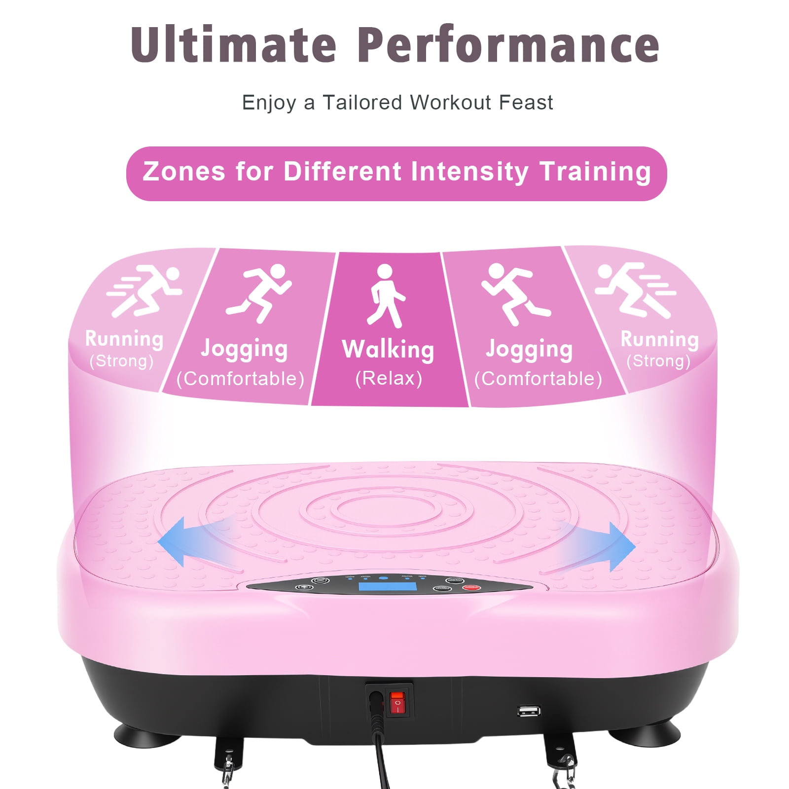 RICAN Vibration Plate Exercise Machine with Bluetooth, Resistance Bands, Loop Bands & Remote Control for Weight Loss Fat Burner, Pink