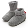 thumbnail image 2 of Xijirk Solid Knit Wool Blend Baby Booties Non Soft Sole Warm Crib Shoes Winter Pre Walker Footwear Grey,12-18 Months, 2 of 6