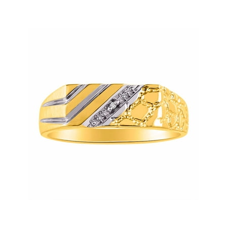 Mens 1/2 Nugget Diamond Ring Sterling Silver or Yellow Gold Plated Silver CCSL-MR3104DY