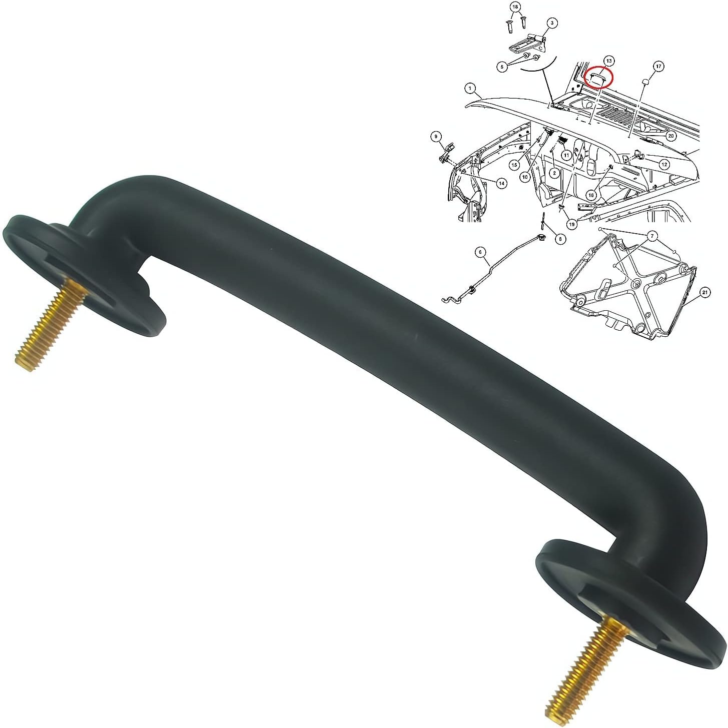 Hood Hold Down Bracket Handle For Jeep Wrangler JK 2007-2018 & TJ 1997-2006 – 55176422, Black Metal/Plastic