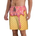 thumbnail image 2 of Kll Pink Ice Cream Men'S Casual Summer Beach Shorts Hawaiian Shorts With Pockets-X-Large, 2 of 9