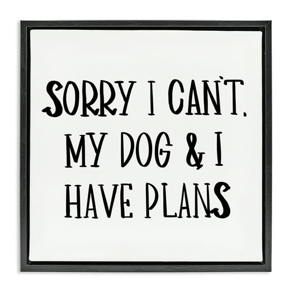 Stupell Industries Plans With Dog Text & Numbers Painting Black Floater Framed Canvas Art Print Wall Art, 18 x 18