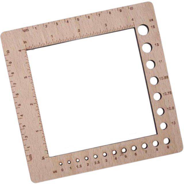 Regla de calibre de punto de madera, calibre de aguja de tejer hecho a mano para tejer suéteres, regla de marco de conteo fácil de leer, diseñadores