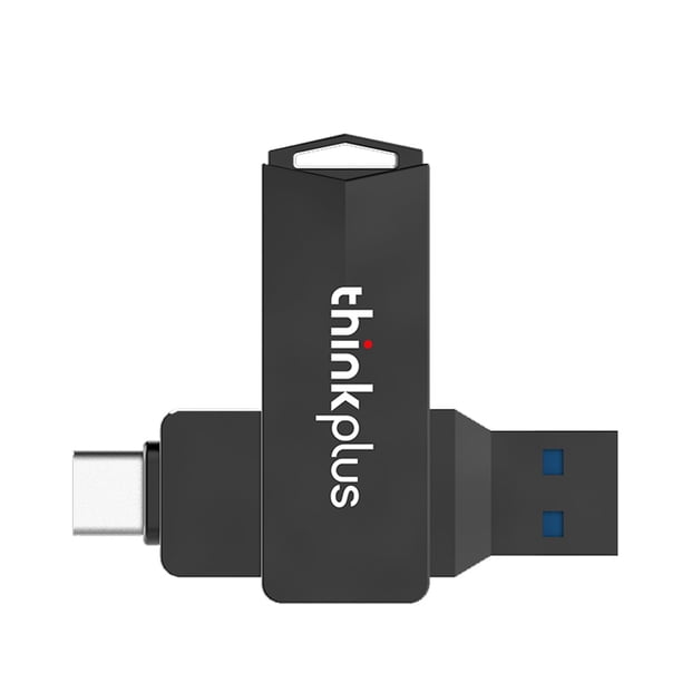 thinkplus MU254 64GB USB3.0 + Type-C Dual-port Metal U Disk Unidad flash USB giratoria Transmisión d Eccomum 64GB/Negro