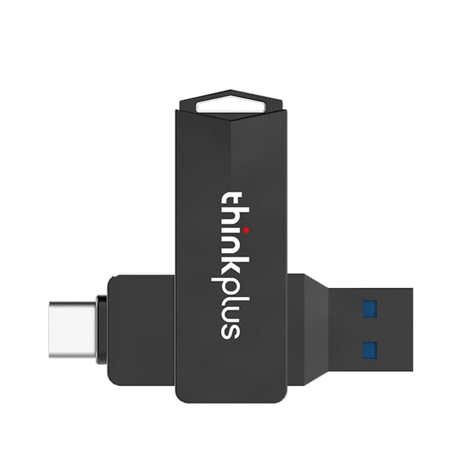 thinkplus MU254 128GB USB3.0 + Type-C Dual-port Metal U Disk Unidad flash USB giratoria Transmisión Meterk 128GB/Negro