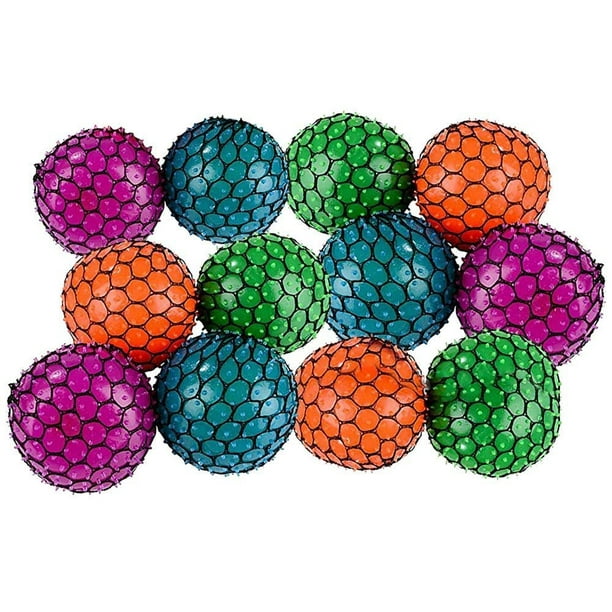 Kicko Colorful Mesh Squish Ball Stress Reliever Squishy Therapy