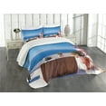 thumbnail image 3 of Ambesonne Seascape Quilted Bedspread Set 3 Pcs, Santorini Aegean Sea, Queen Size, Pale Grey Sky Blue, 3 of 5