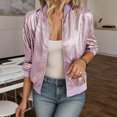 thumbnail image 2 of felwors Women's Metallic Zipper Bomber Disco Party Jackets Outwear Long Sleeve Lightweight Jacket Coats Purple, XL, 2 of 4