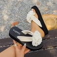 thumbnail image 2 of Gpaecead Women Fabric Flower Flat Flip Flops Lightweight Eva Footbed Spring Summer Beach Casual Shoes,A-Beige, 2 of 8