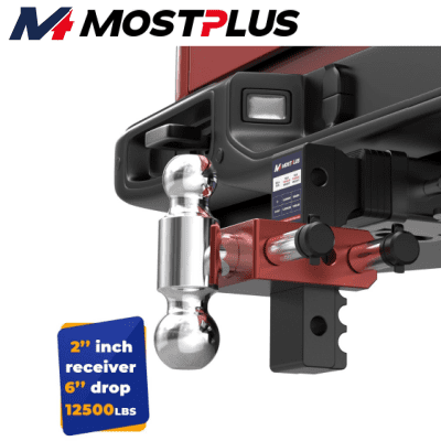 MOSTPLUS 2" Receiver 6" Drop Adjustable Trailer Tow Hitch w/ Dual Ball Mount 12500lbs