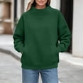 thumbnail image 5 of Sweatshirts for Women Cozy Mock Neck Pullover Top Drop Shoulder Long Sleeve Sweatshirt with Front Pocket Relaxed Fit Winter Warm Clothing, 5 of 9
