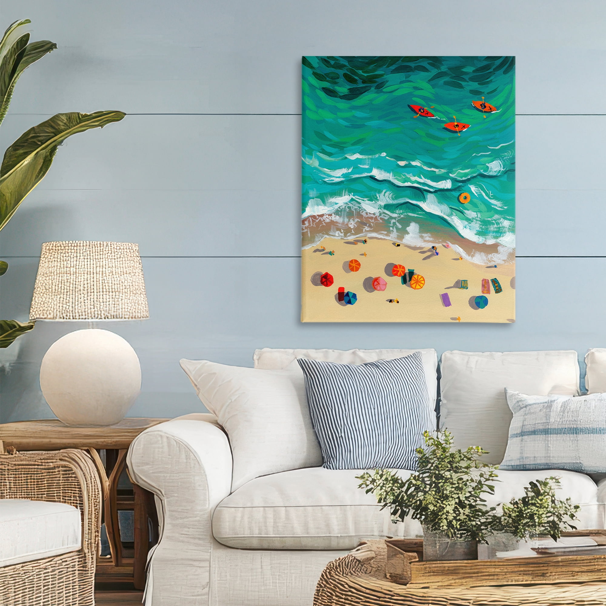 Stupell Industries Three Kayaks in Turquoise Waves Canvas Wall Art, design by Brook Page
