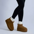thumbnail image 5 of Cushionaire Hippy Women’s Suede Platform Ankle Boots – Water-Resistant Genuine Suede, Faux Fur Lining, Cozy Winter Slip-On Design, Comfortable Footwear with Wide Widths Available, 5 of 11