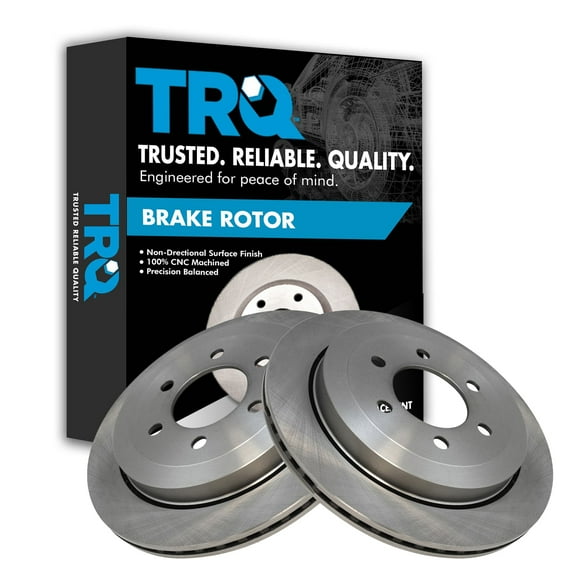 TRQ Rear Brake Rotors Set Solid Fits Select 2007-2017 Ford Expedition Lincoln Navigator