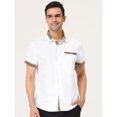 thumbnail image 3 of Camisa de vestir de Manga Corta de Algodón Lars Amadeus para hombre Con botones y cuello a cuadros blanco XL, 3 of 6