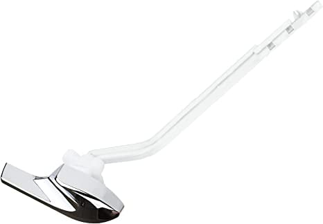 Toilet Flush Lever Handle Universal Toilet Handle Replacement for Side Mount Toilet Tank,Silver Polished Wrench and White Plastic Lever(Side Mount)