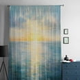 thumbnail image 5 of Ocean Sunset Semi Sheer Curtains Drapes for Living Room, Bedroom, French Doors Window 45 Inches Long, Blue Sky Sea Minimalist Abstract Art Rod Pocket Chiffon Curtain Drapery Voile Draperies Panel, 5 of 6