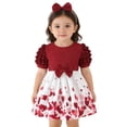 thumbnail image 2 of RMGVDSD Toddler Girls Dresses Cute Short Sleeve Floral Dress With Bow Puff Sleeves A-Line Sundress Casual Holiday Birthday Easter Outfit 18-24 Months, 2 of 7