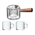 thumbnail image 1 of Tetera de vidrio de alto borosilicato, tetera transparente con mango y tapas, tetera para viajes, restaurante y Camping , Olla con 2 tazas, 1 of 8