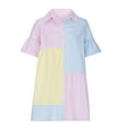 thumbnail image 6 of Colorful T Shirt Dress for Women Collared Button Down Shift Dress A Line Flare Striped Cute Teen Girls Preppy Outfit, 6 of 8