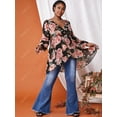 thumbnail image 4 of Tallas de flores de talla grande Top de excedentes de alta gasa baja Rosegal Blusas Tallas Grandes, 4 of 5