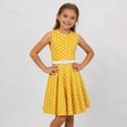 thumbnail image 4 of Mifsaly Little Girls Sleeveless Dress Polka Dot Vintage A Line Dresses Elegant Wedding Birthday Party Summer Casual Gowns with Matching Belt, 4 of 9