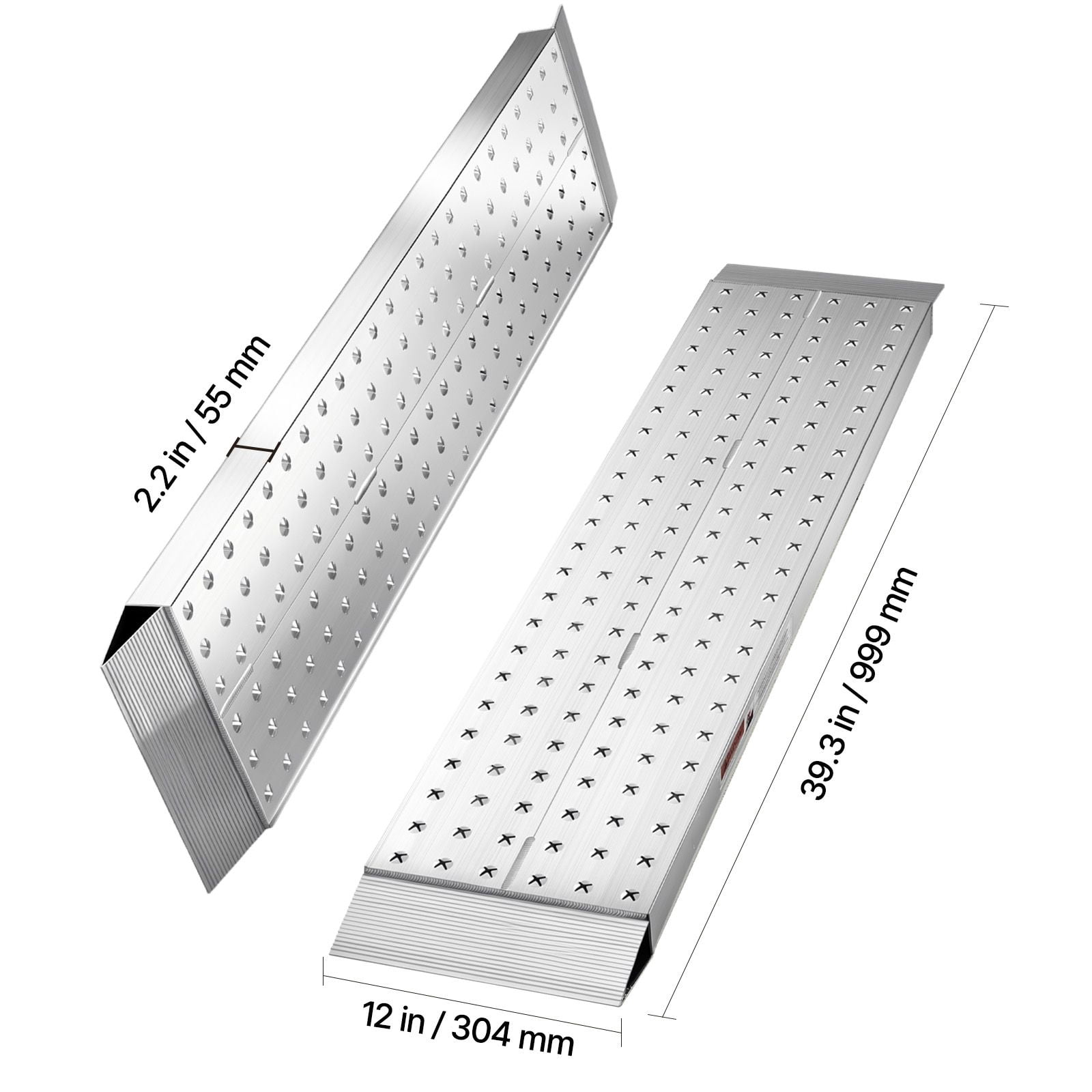 Aluminum Trailer Ramps, 2PCS 55 x 12 in, Heavy-Duty ATV Ramp Set with Anti-Slip Plates, 3000LBS Combined Capacity Loading Ramps for Motorcycles, Lawn Mowers, Farm Tractors, Carts