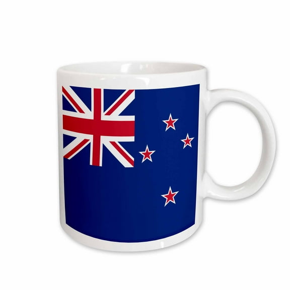 3drose, Flag of New Zealand - New Zealander Blue Union Jack with Four Red Stars Kiwi Country World Souvenir, 15oz Mug