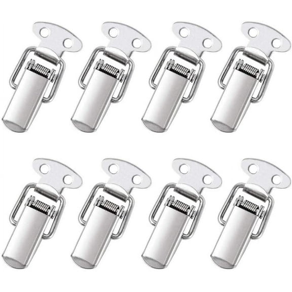 Spring-Loaded Latch Set, 8PCS Stainless Steel Hooks for Cabinet, Box, Drawer, Cupboard & More - HS-008