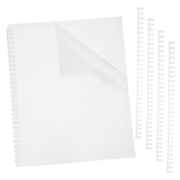 Uxcell 10Pcs Cubiertas de Encuadernación para Presentación, Pre-perforadas A4 12 x 9" y 5Pcs Espinas de Encuadernación Plásticas de 8.5mm (1/3") para Suministros de Oficina, Transparentes