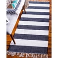 thumbnail image 2 of Unique Loom Chindi Rag Collection Hand Woven Striped Natural Fibers Navy Blue Runner Rug (2' 6 x 6' 0), 2 of 2