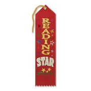 Pack of 6 Red "Reading Star Award" School Award Ribbon Bookmarks 8"