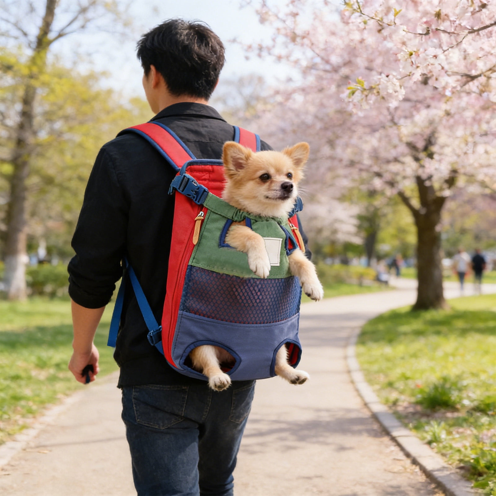 Dog Backpack Carrier/Cat Carrier, Adjustable Pet Front Carriers Travel Bag for Small Medium Dogs Cats, Legs Out, Soft Doggie Chest Carry Backpacks for Walking/Hiking/Camping