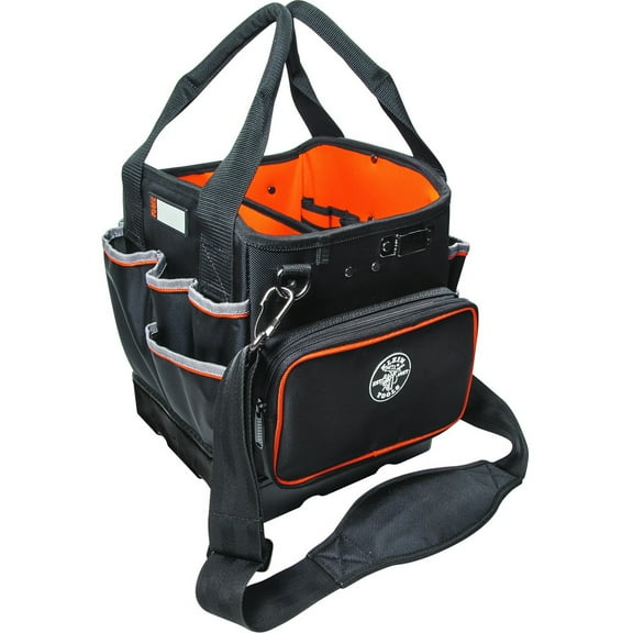 Klein Tools Tradesman Pro 10-1/4 in. W x 12-1/4 in. H Ballistic Nylon Tote Bag 40 pocket Black/Orange