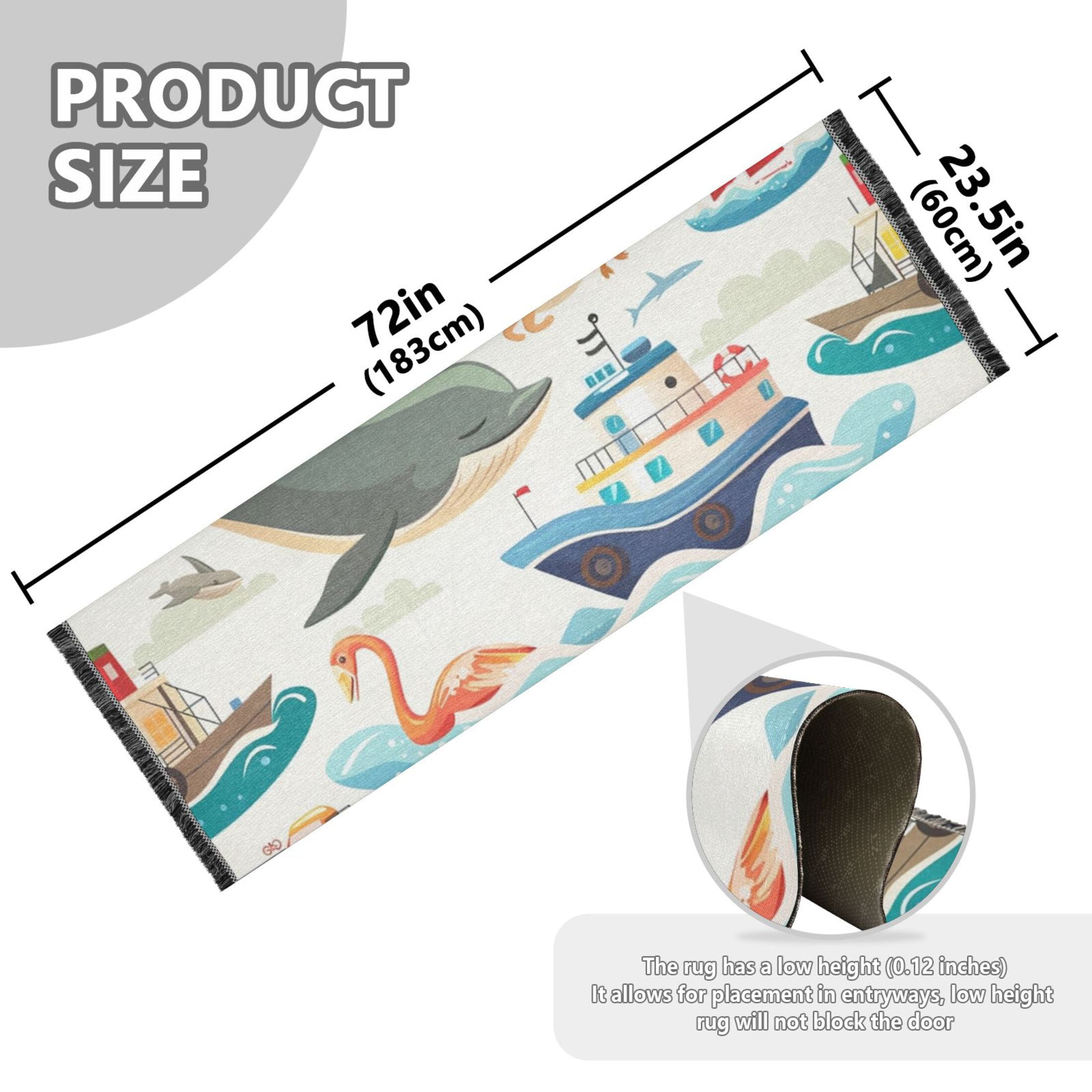 Whale Cruises Dolphin Sailboat Runner Area Rug 2x6 Soft Non-Slip Washable  Bedside Carpet for Hallway Bedroom Living Room Home Decor - Walmart.com